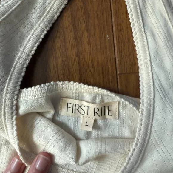 First Rite - Crop Pointelle Scoop Tank - Natural - Large - Picture 6 of 6